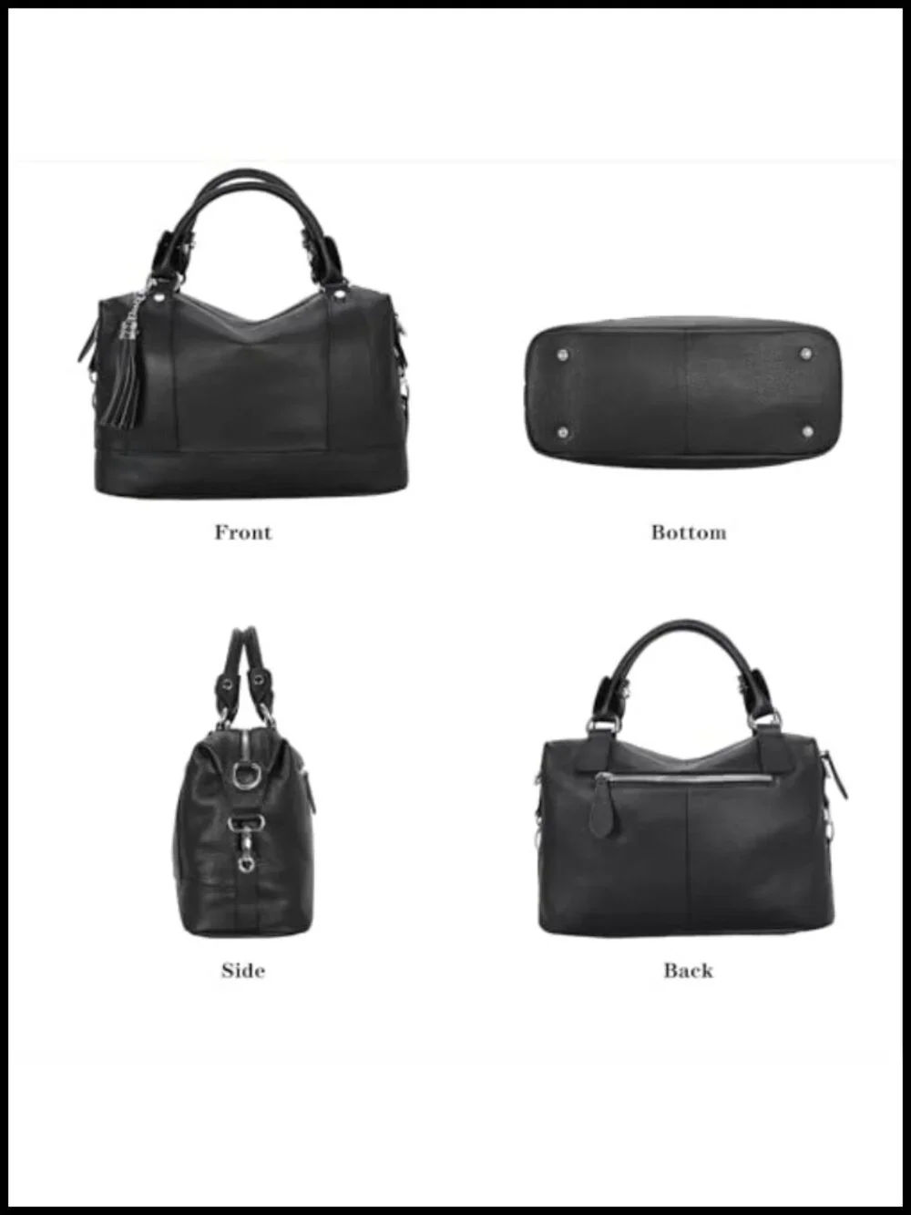 Genuine Leather Satchel Tote Shoulder Handbag with Removable Strap